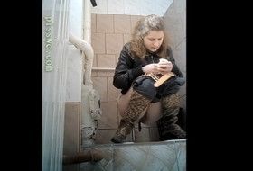 Young beauty pooping in toilet University