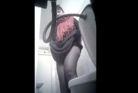 Mommy pees doggystyle in the toilet on hidden camera